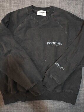 Essentials Black Crewneck Sweatshirt with Small Chest Logo